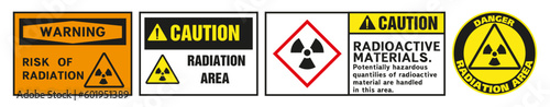Class 6 danger vector signs. Radiation and biohazard sign, toxicity sign and poison sign.