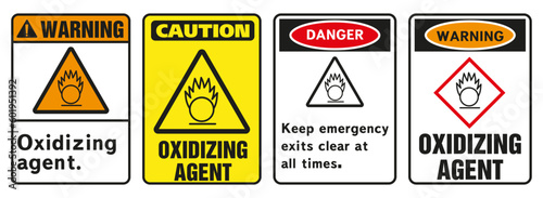 Oxidizer warning sign. Class 5 Dangerous Goods Plates.