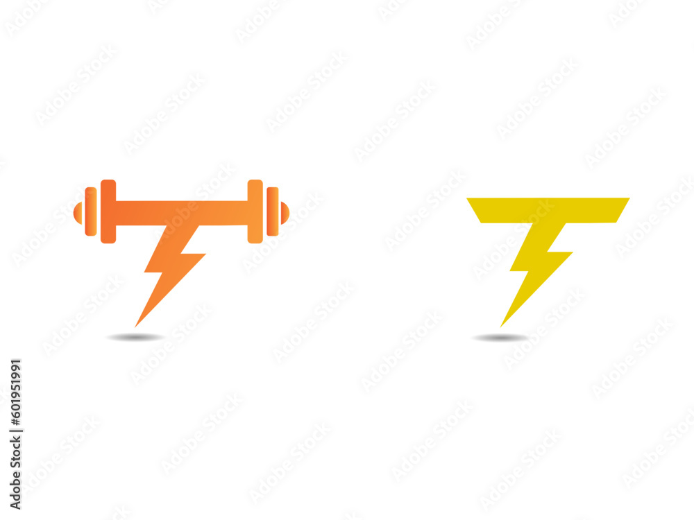 Energy T letter logo. Dumbbell T logo. Gym. Power. Muscles. Business. Lettering. vector. T logo Energy T letter logo. Dumbbell T logo. Gym. Power. Muscles. Business. Lettering. vector. T logo