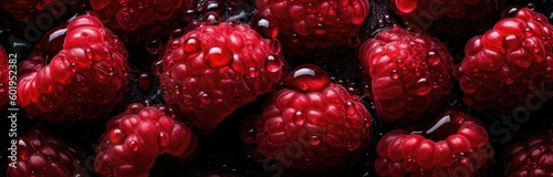 raspberry with water droplets. Generative AI