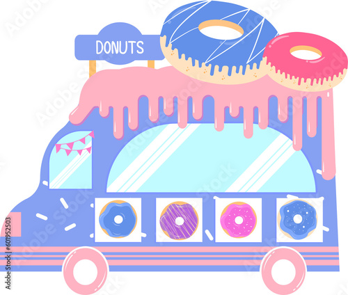donut food truck illustration