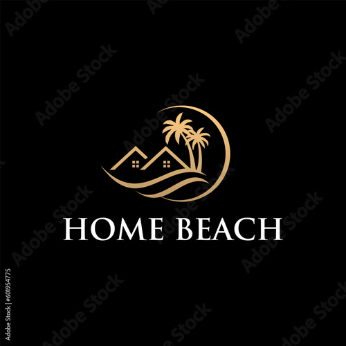 House Beach Luxury Logo Design template