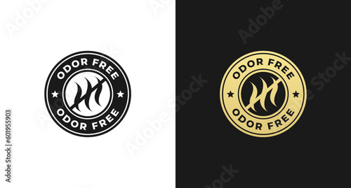 Best Odor free label or odor free stamp vector isolated in flat style. Odor free label vector for product packaging design element. Odor free stamp for packaging design element.