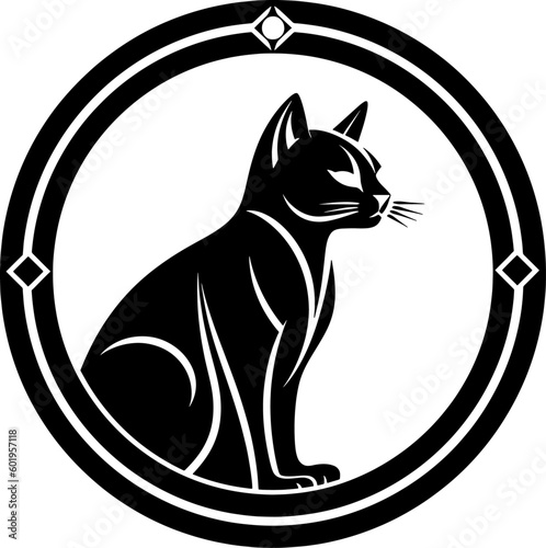 Cat Logo in Circle Negative Space