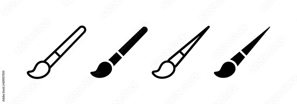 Paint brush vector icon set. Artist work tool symbol. Painting sign for apps and websites