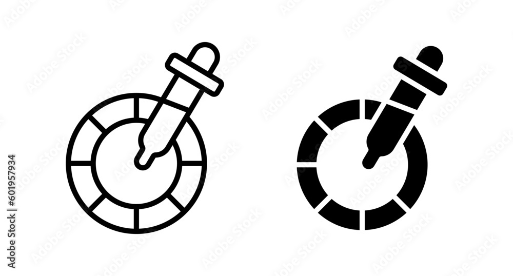 Dropper vector icon set. Pipette spectrum tool symbol. Circular color picker sign