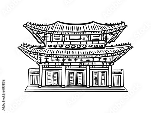 Korean Historical Place Travel Object Illustration