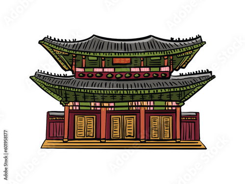 Korean Historical Place Travel Object Illustration