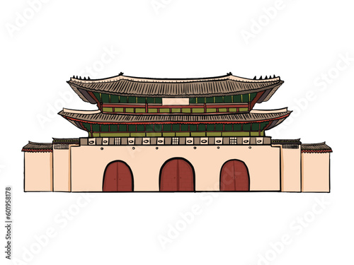 Korean Historical Place Travel Object Illustration
