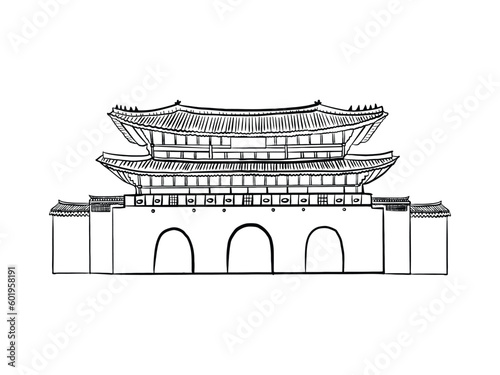 Korean Historical Place Travel Object Illustration