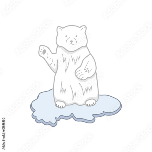 Polar Bears on Melting Ice Due to the Effect of Global Warming