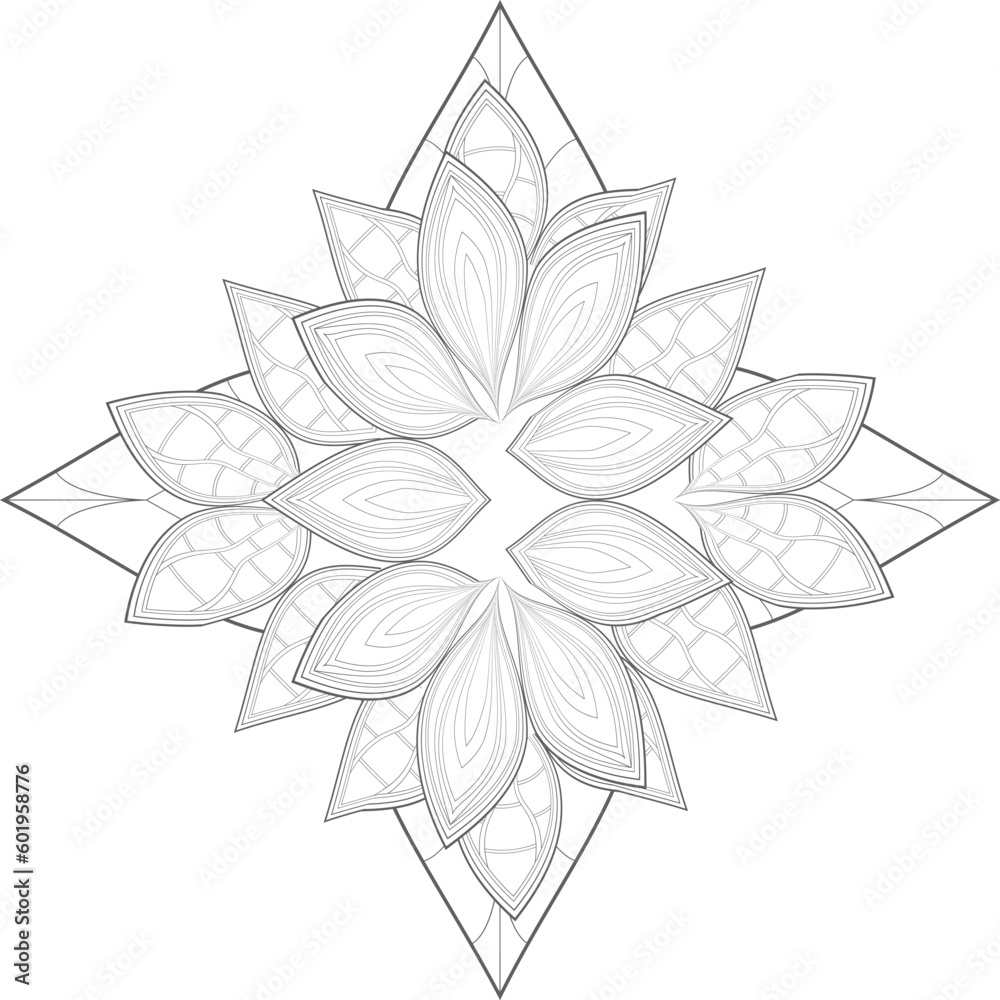 Doodle flowers in black and white pleasing for adults' coloring page. pleasing decorative flower of Coloring book page for adult Black outline and white background Doodle flowers in black and white pleasing for adults' coloring page. pleasing decorative flower of Coloring book page for adult Black outline and white background