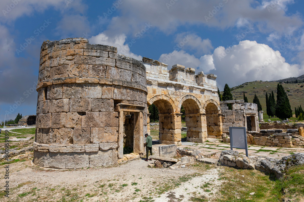 colonnade on the main street of ancient ruined city Hierapolis in Turkey colonnade on the main street of ancient ruined city Hierapolis in Turkey