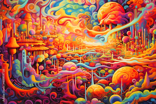  multi colored psychedelic background. Generative AI  © Kanchana