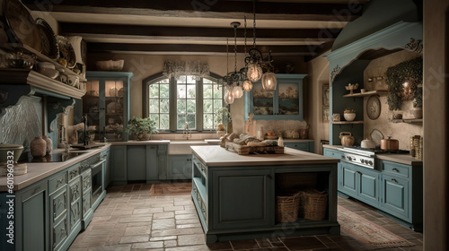 French Country Kitchen - generative AI, AI generated