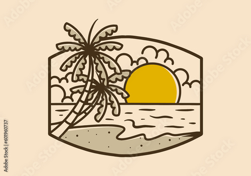 Vintage art illustration of a beach