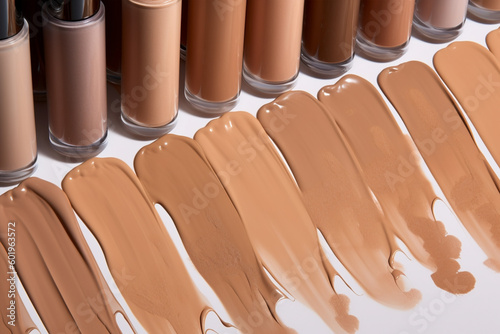 Swatches of foundation in different skin shades. 