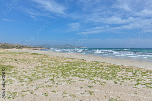 Fototapeta Naklejka Na Ścianę i Meble -  scenic view of Altinkum Plaji (Altinkum Beach) in Cesme, (Izmir province, Turkey)