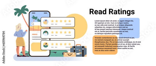 woman reading testimonials or leaving comments consumer review for comment and rate service or goods customer feedback