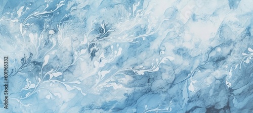 Abstract liquid marble texture background. Soft blue colors. Generative AI technology.