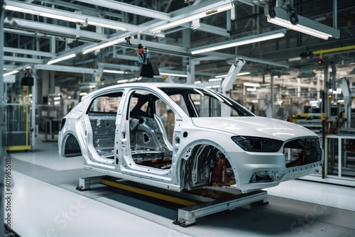 factory assembly technology transportation industrial industry car automobile machine automotive. Generative AI. © VICHIZH