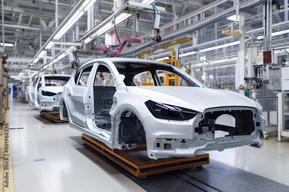factory assembly machine transportation car technology automotive automobile industry industrial. Generative AI.