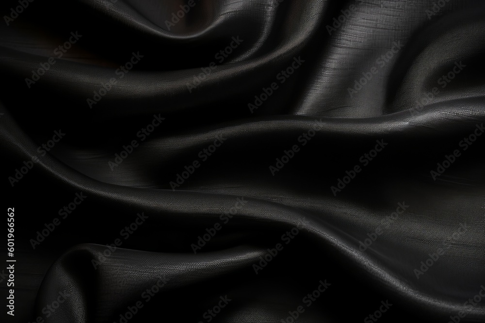 Fototapeta premium Smooth black organic fabric surface background from generative ai