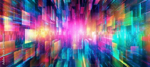 Abstract colorful shiny glass ray burst background. Generative AI technology.