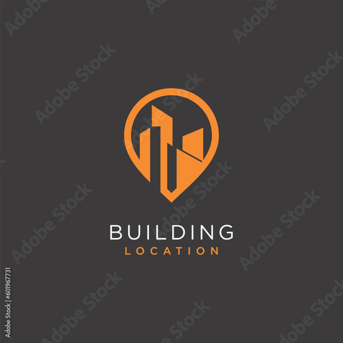 Free Download Building logo vector design illustration with modern pin concept - GFXLoad
