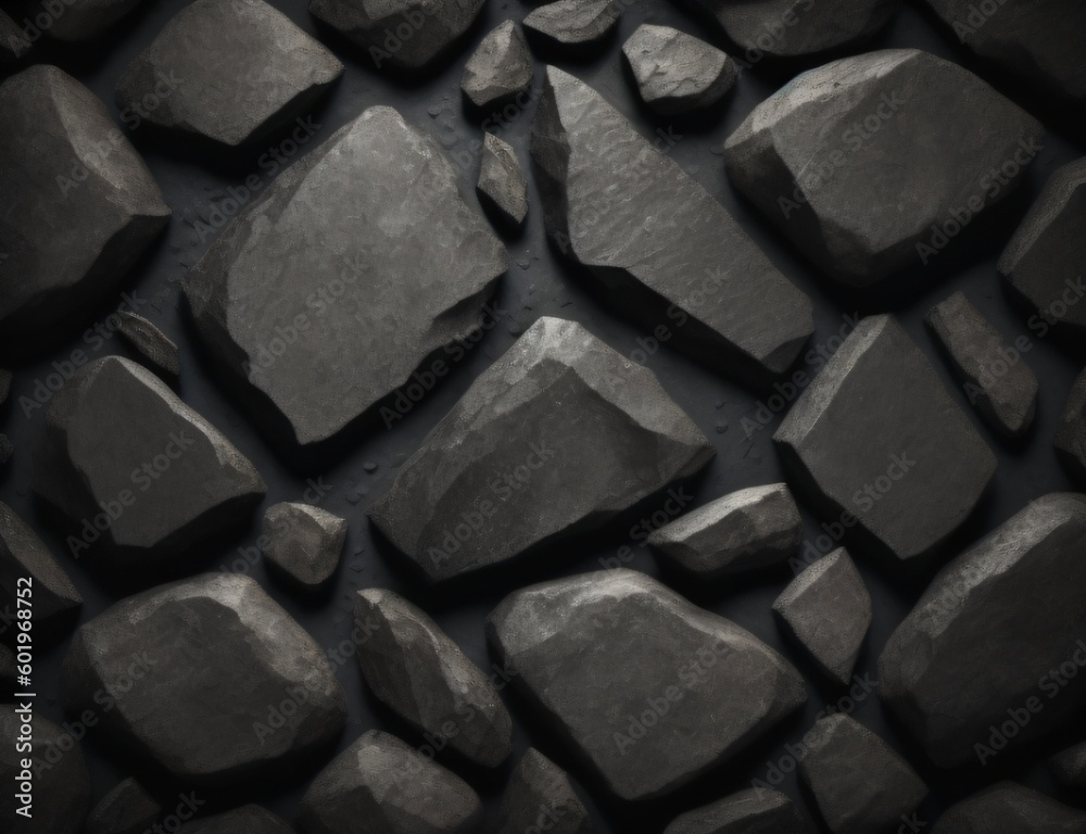 Black rock background. Dark gray stone texture. Black grunge background. Mountain close-up. Distressed backdrop.