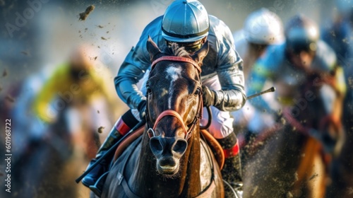horse racing, horse riding, generative ai photo