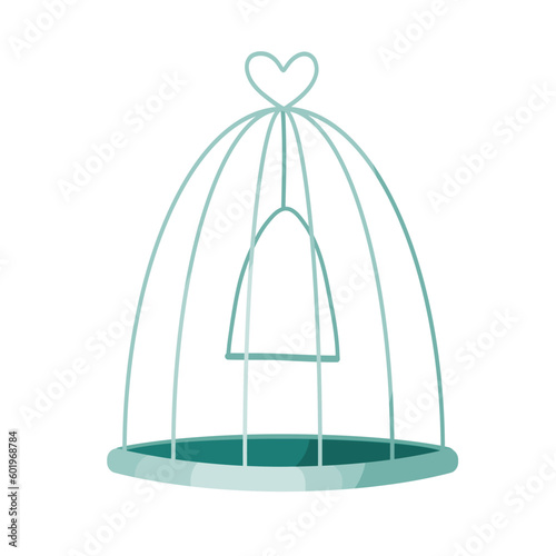 Empty bird cage. Isolated vector illustration. EPS10 