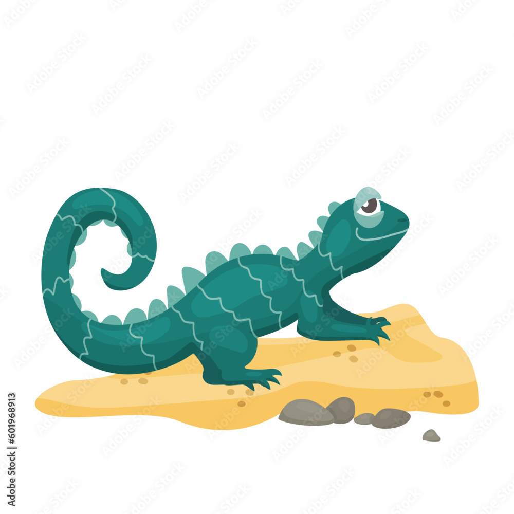 Reptile lizard on the sand. Cute cartoon vector illustration. Reptile lizard on the sand. Cute cartoon vector illustration.