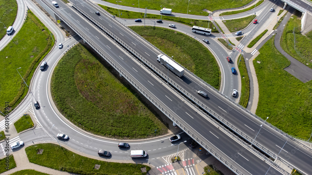 Large intersection and rondo in Wroclaw Poland connecting roads between major cities. Large intersection and rondo in Wroclaw Poland connecting roads between major cities.