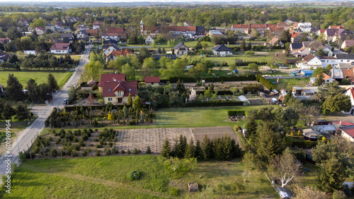 Wroclaw's subburbs, district with small houses, villas and gardens. photo