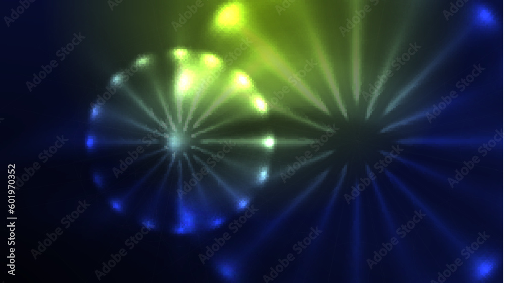 Circles with bright neon shiny light effects, abstract background wallpaper design