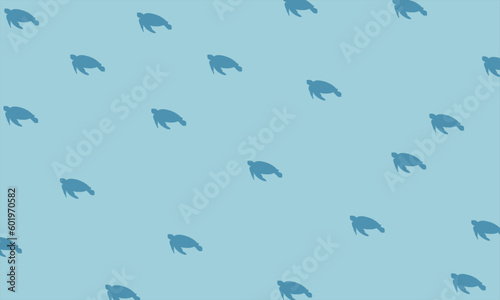 Seafood. Blue turtle icon silhouettes pattern. School of turtle groups. Vector water print sign. Sea turtle. Animals day banner.