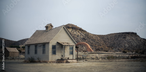 lonely house in western ghost town