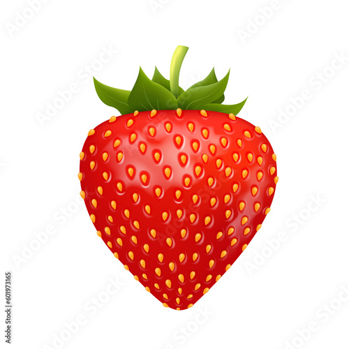 Fresh strawberry whole. 3d illustration realistic transparent isolated.