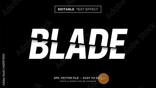 Blade, sliced word editadle text effect