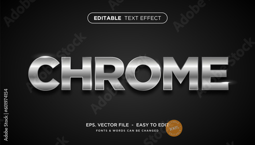 Silver chrome editable text effect