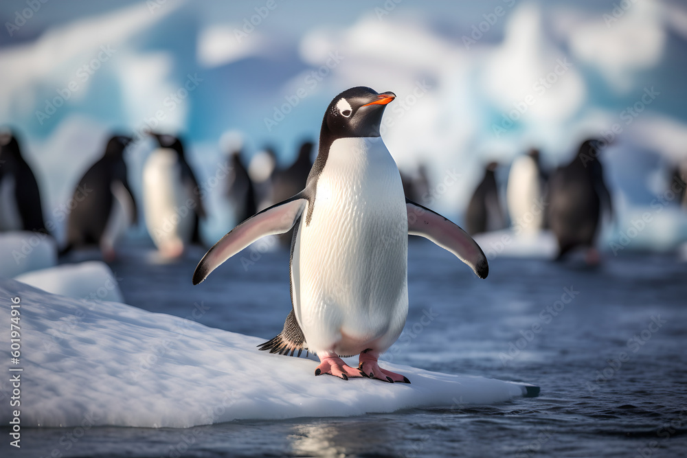 Obraz premium Regal Emperor Penguin in the Antarctic - Captured by Generative AI 