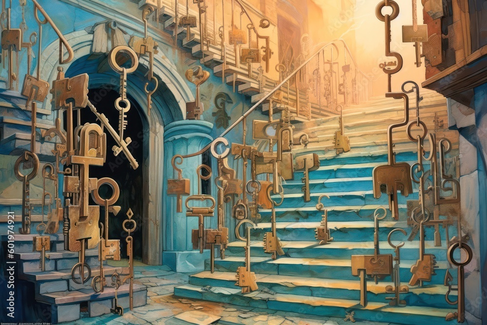 Visual Riddles Staircase abstract background with an image of an old staircase going into the ...