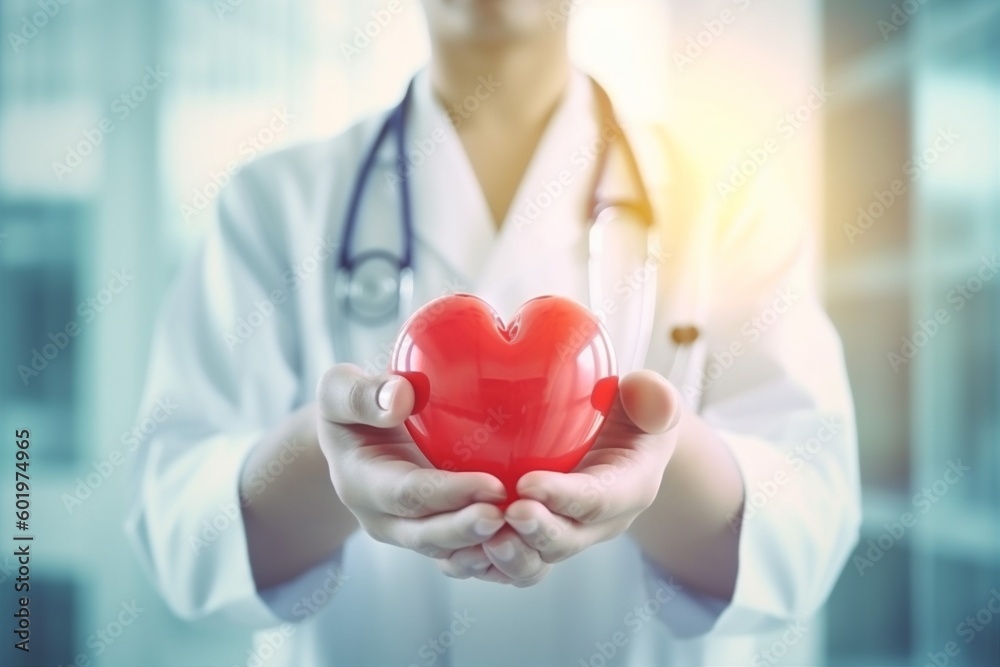 health hospital doctor cardiology hand care concept medicine heart person. Generative AI.