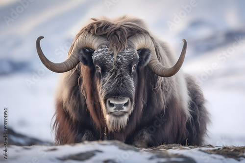 Resilient Musk Ox in Arctic Tundra - Captured by Generative AI 