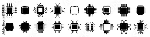 Chip icons set. Modern chips pictograms. Trendy symbols for mobile apps and website design. Vector illustration isolated on white background.