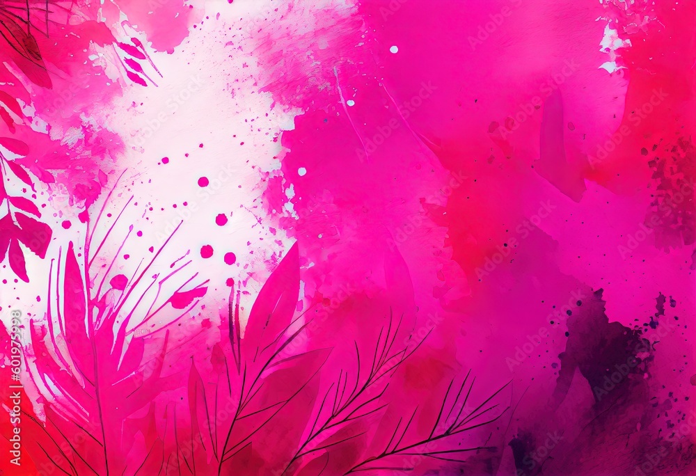 Fuchsia Watercolor Background with Dramatic Abstract Gradient, generative AI