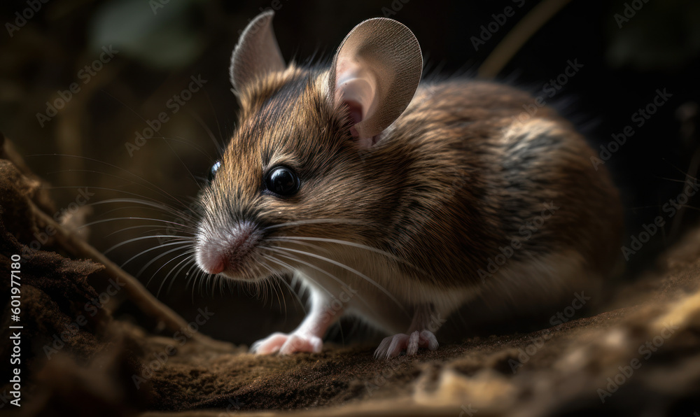 photo of house mouse in its natural habitat. Generative AI photo of house mouse in its natural habitat. Generative AI