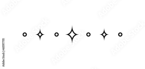 Celestial star sparkle pattern line text divider. Ornate boho mystic separator decorative element