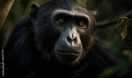 close up photo of howler monkey in its natural habitat. Generative AI © Bartek